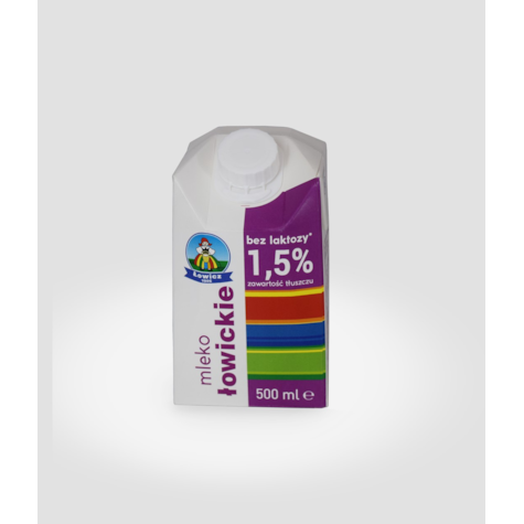 ŁOWICZ MLEKO UHT BEZ LAKTOZY 1,5% 0,5L/12