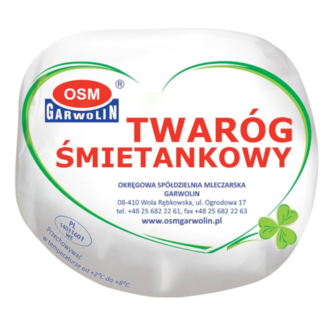 GARWOLIN TWARÓG ŚMIETANKOWY ok. 300g/3,8kg folia