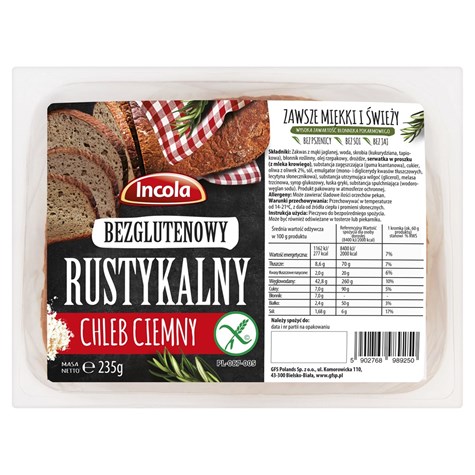 INCOLA CHLEB RUSTYKALNY CIEMNY 235g/12 BEZGLUTENOW