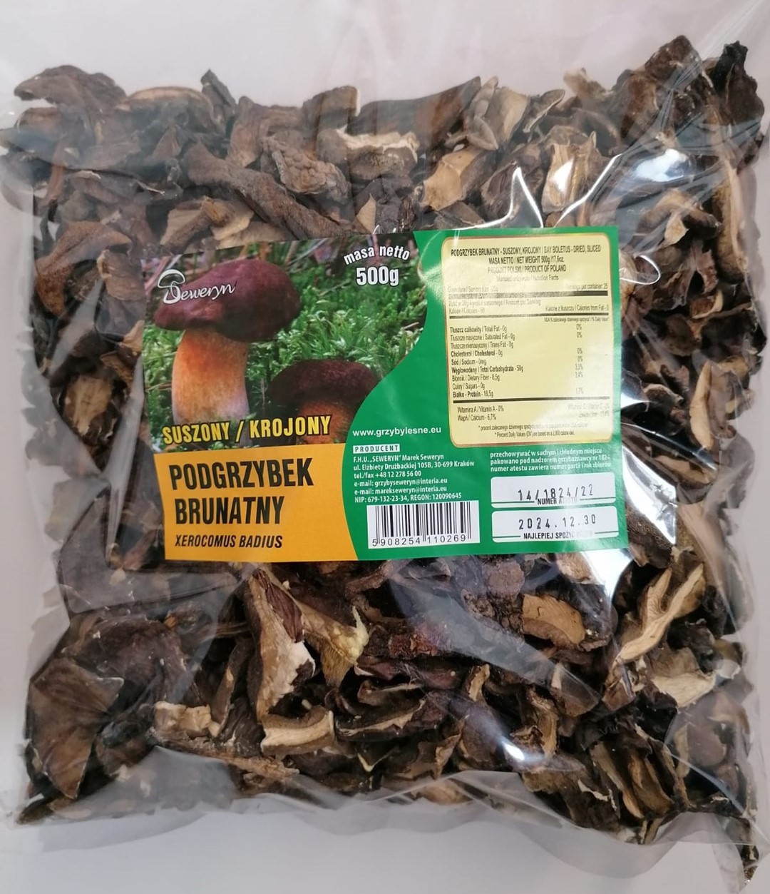 SEWERYN GRZYBY SUSZONE KROJONE PODGRZYBEK 500g/10