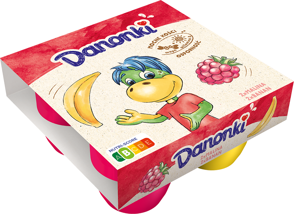 DANONE DANONKI MEGA MALINA-BANAN 4x90g/6