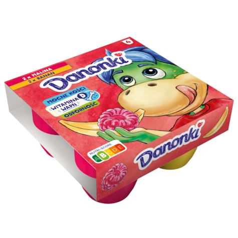 DANONE DANONKI MEGA MALINA-BANAN 4x90g/6