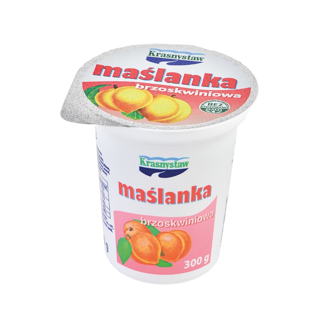 KRASNYSTAW MAŚLANKA 300g BRZOSKWINIA (12) kubek