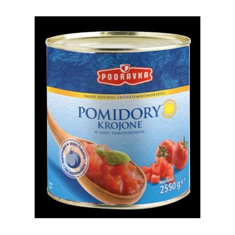PODRAVKA POMIDORY KROJONE 2,55kg/1,53kg/6