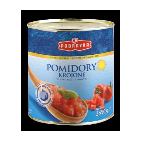 PODRAVKA POMIDORY KROJONE 2,55kg/1,53kg/6
