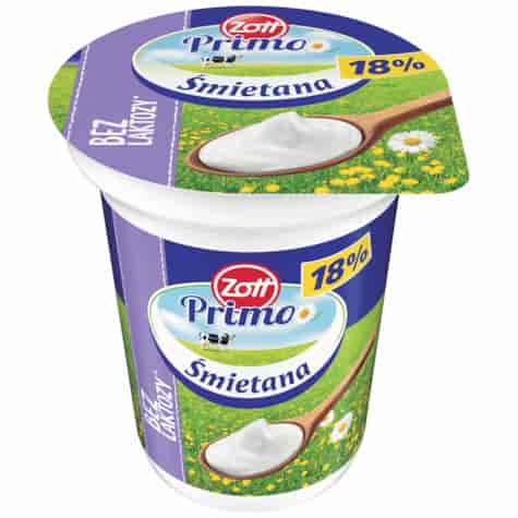 ZOTT ŚMIETANA BEZ LAKTOZY 330g 18% (12) PRIMO