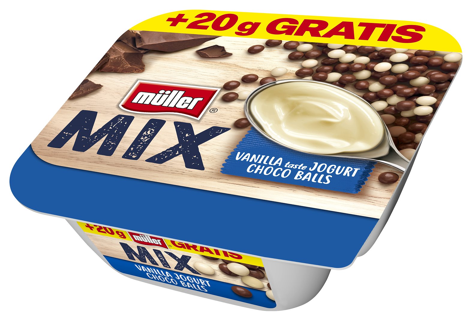 MULLER MIX JOGURT WANILIA CHOCO BALLS 130g/12