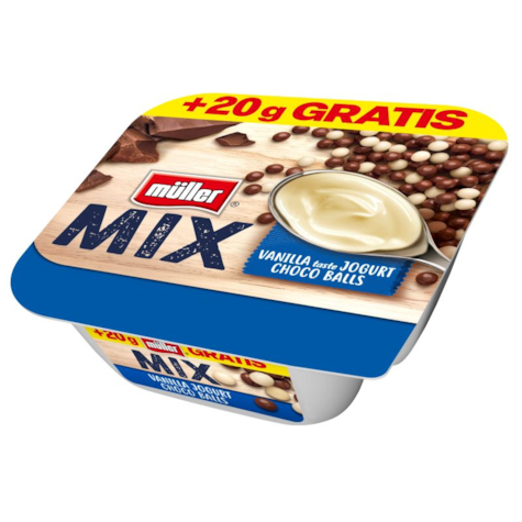 MULLER MIX JOGURT WANILIA CHOCO BALLS 130g/12