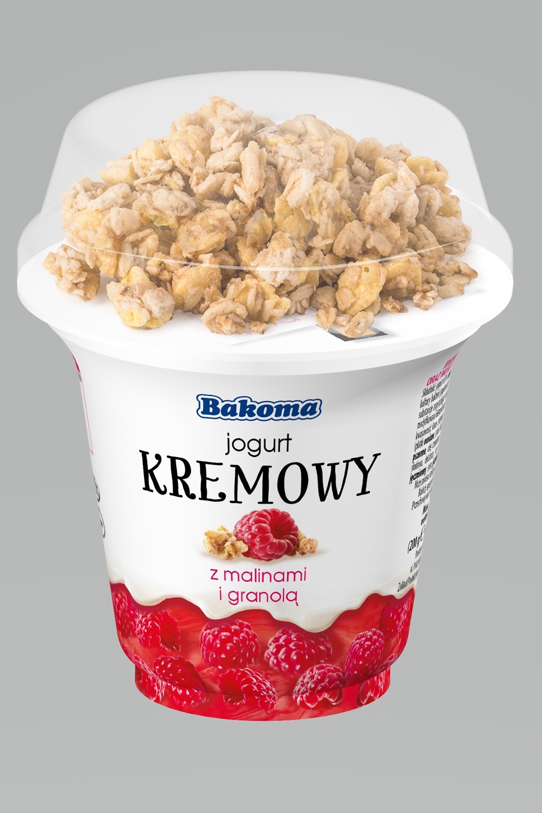 BAKOMA JOGURT KREMOWY Z MALINAMI I GRANOLĄ 230g/12