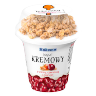 BAKOMA JOGURT KREMOWY Z WIŚNIAMI I GRANOLĄ 230g/12