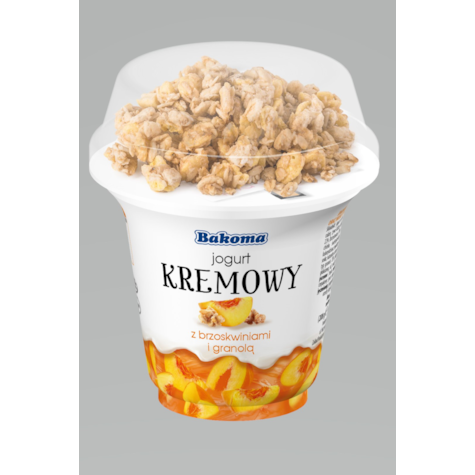 BAKOMA JOGURT KREMOWY Z BRZOSKWI I GRANOLĄ 230g/12