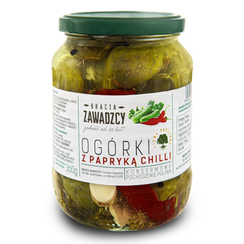 BRACIA OGÓRKI KONSERWOWE Z CHILI 670g/360g/8