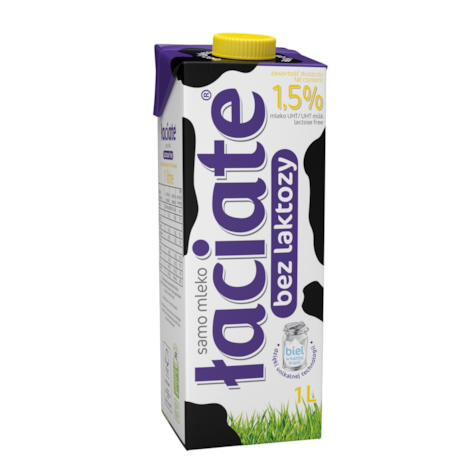 ŁACIATE MLEKO UHT 1L 1,5% BEZ LAKTOZY /12