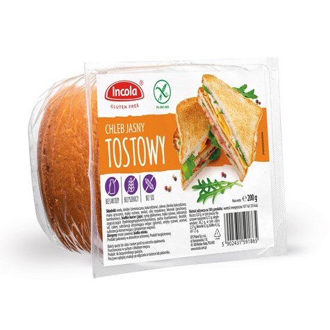 INCOLA CHLEB TOSTOWY JASNY 200g/12 BEZGLUTENOWY