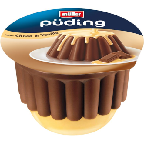 MULLER BIG PUDING DESER CZEKOLADA/WANILIA 450g/6