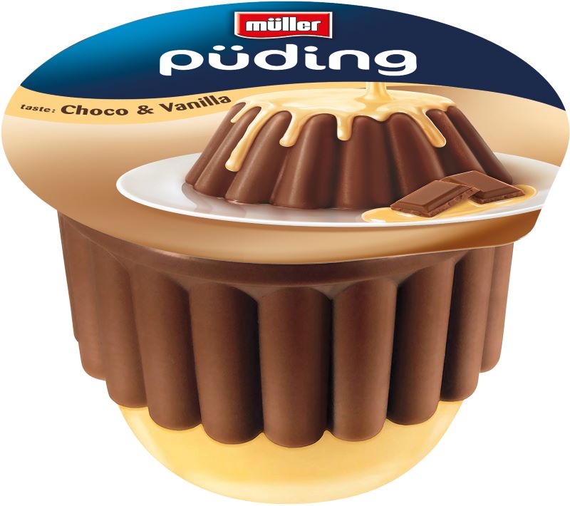 MULLER BIG PUDING DESER CZEKOLADA/WANILIA 450g/6