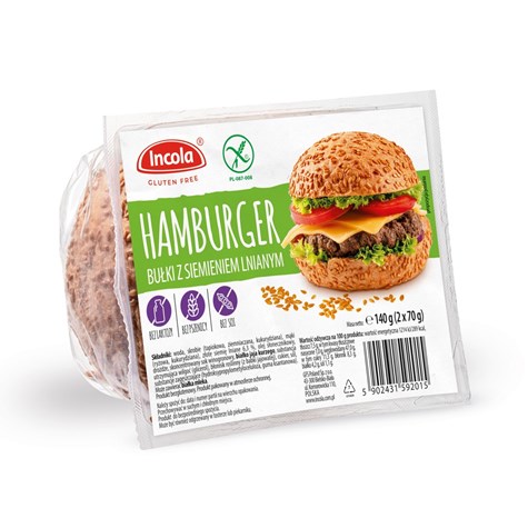 INCOLA BUŁKA HAMBURGER 2x70g(140g)/12 Z SIEM LNIAN