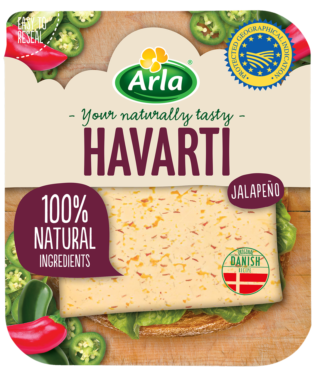 ARLA SER HAVARTI JALAPENO PLASTRY 150g/14