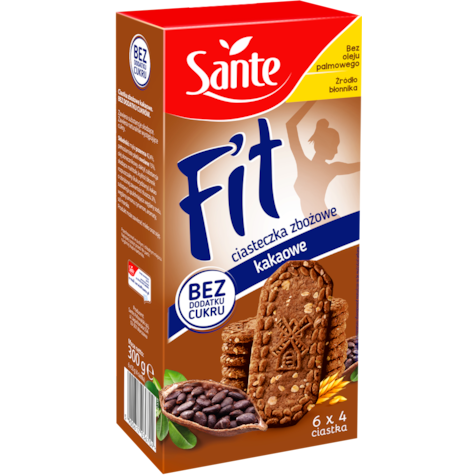 SANTE FIT CIASTECZKA ZBOŻOWE KAKAOWE B/C 300g/10