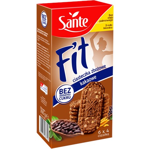 SANTE FIT CIASTECZKA ZBOŻOWE Z MORELĄ B/C 300g/10