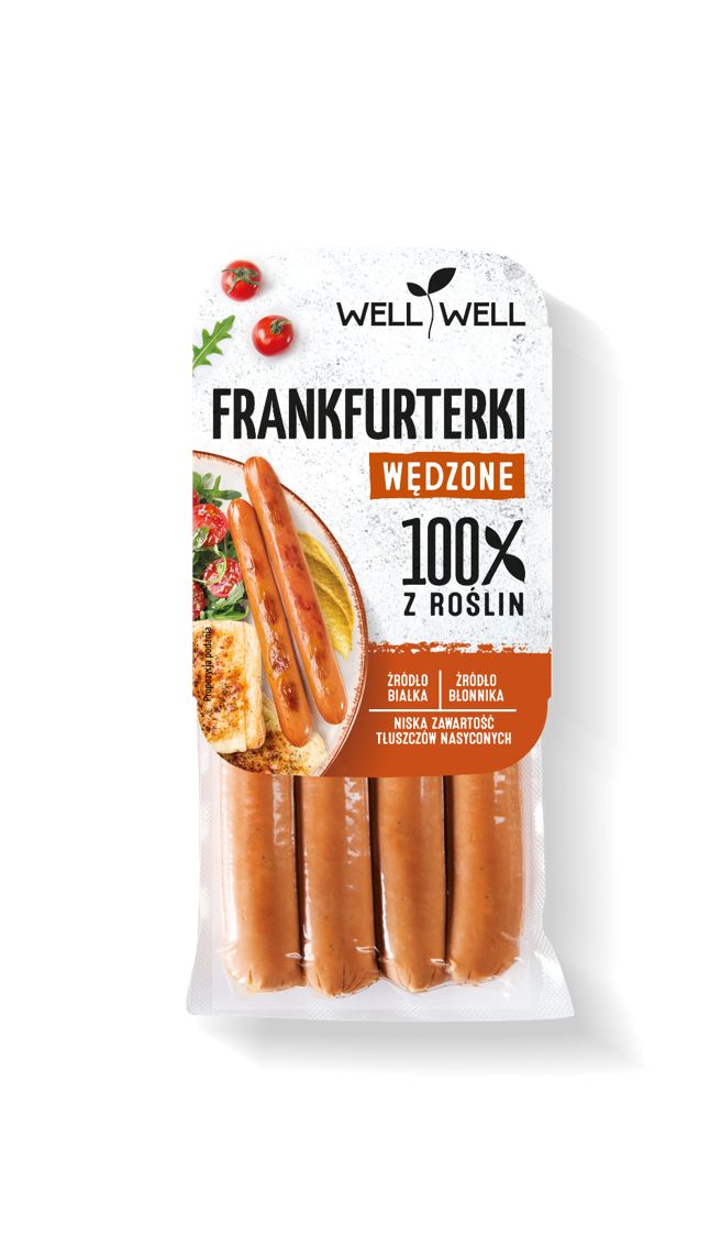 WELL FRANKFURTERKI WĘDZONE ROŚLINNE 180g/10