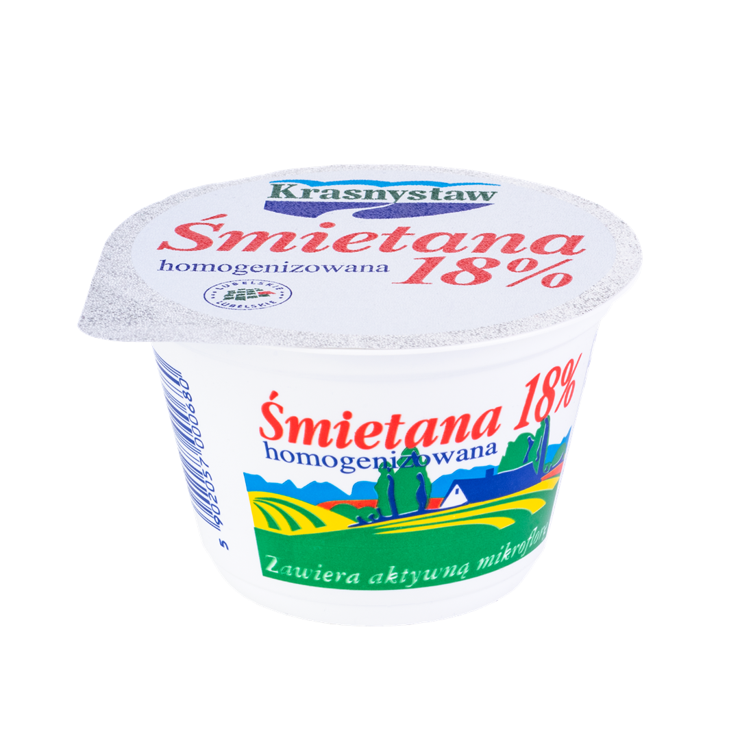 KRASNYSTAW ŚMIETANA 150g 18% (12) okrągła