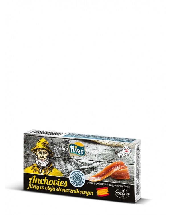 KIER ANCHOVIES FILETY W OLEJU SŁONECZNI 45g/26g/25