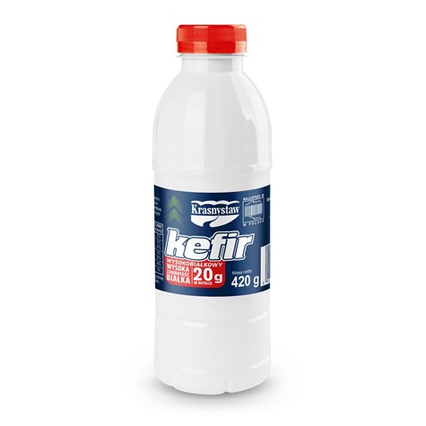 KRASNYSTAW KEFIR WYSOKOBIAŁKOWY 420g (6) butelka