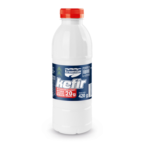 KRASNYSTAW KEFIR WYSOKOBIAŁKOWY 420g (6) butelka
