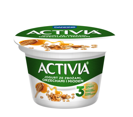 DANONE ACTIVIA ZBOŻA-ORZECHY-MIÓD 165g/12