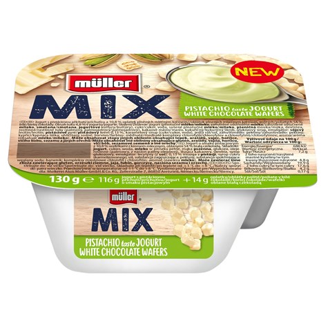 MULLER MIX JOGURT PISTACHIO WHITE CHOCO 130g/12