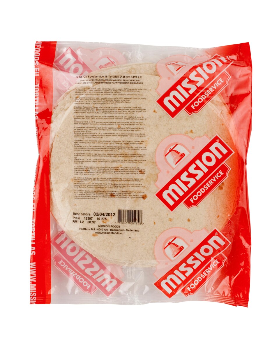 Q TORTILLA PSZENNA MROŻON 18x16,3cm 490g/8 Mission