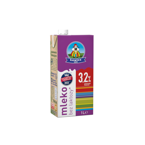 ŁOWICZ MLEKO UHT BEZ LAKTOZY 3,2% 1,0L/12