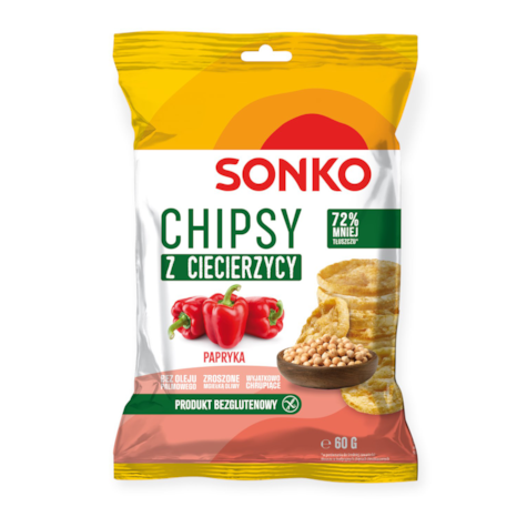SONKO CHIPSY Z CIECIERZYCY O SMAKU PAPRYKI 60g/20