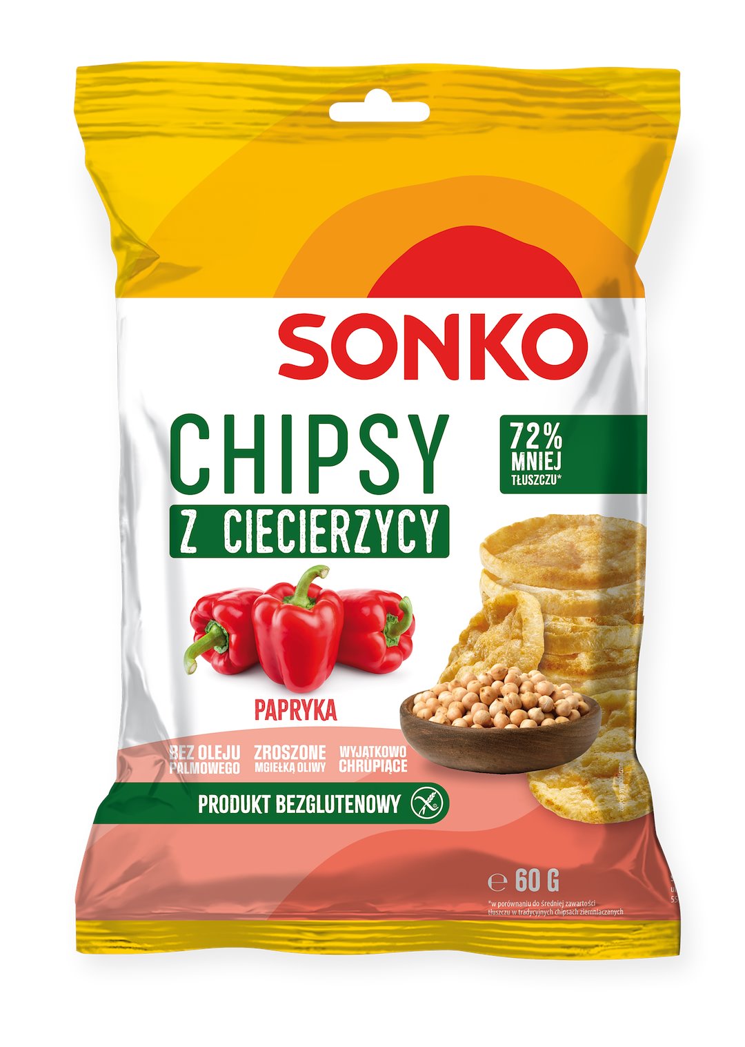 SONKO CHIPSY Z CIECIERZYCY O SMAKU PAPRYKI 60g/20