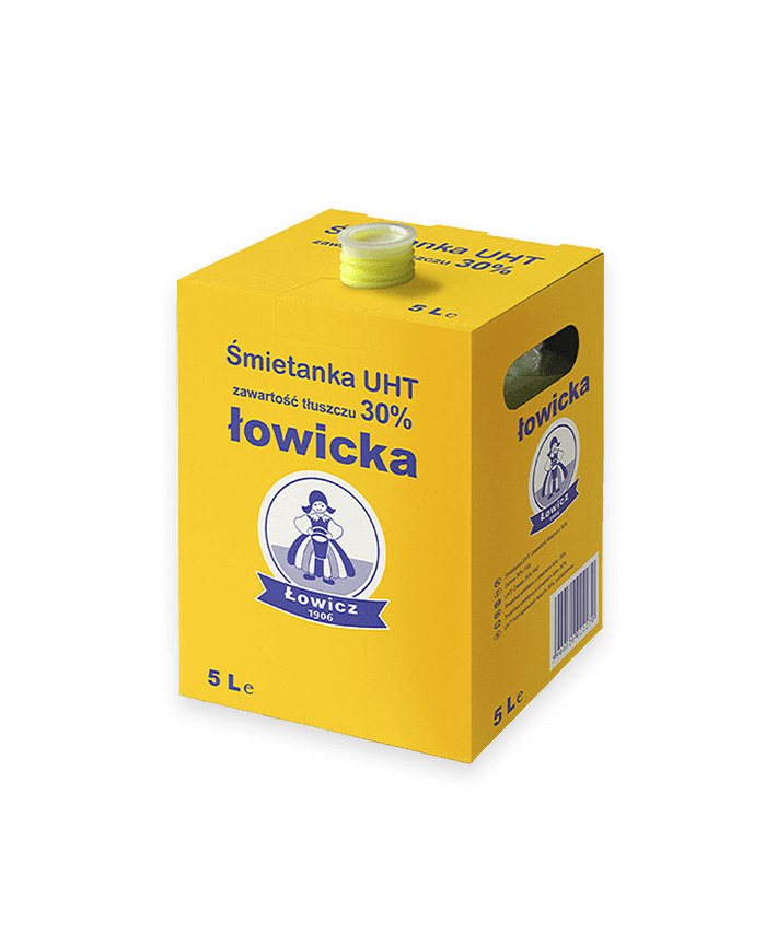 ŁOWICZ ŚMIETANKA 5L 30%  UHT worek + korek