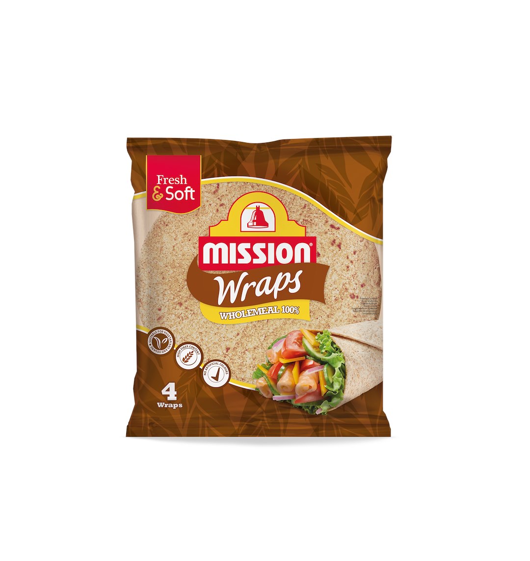 MISSION WRAPS WHOLEMEAL 4x25cm 245g/18