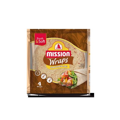 MISSION WRAPS WHOLEMEAL 4x25cm 245g/18