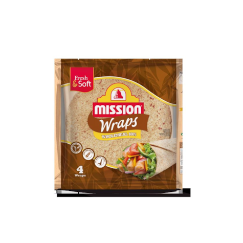 MISSION WRAPS WHOLEMEAL 4x25cm 245g/18