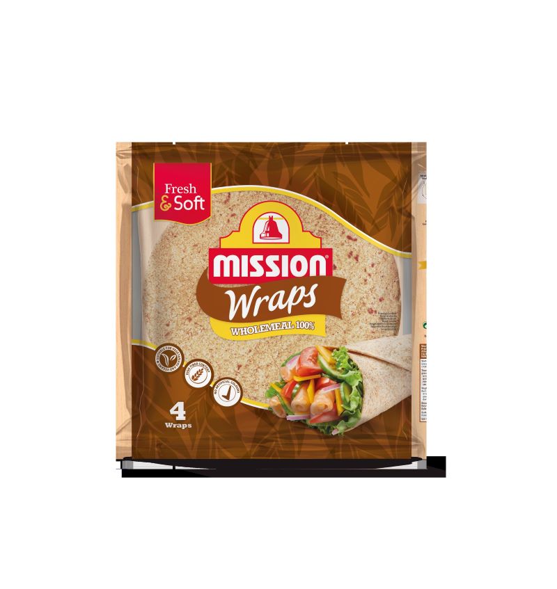 MISSION WRAPS WHOLEMEAL 4x25cm 245g/18