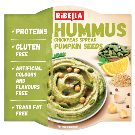 RIBELLA HUMMUS Z PESTKAMI DYNI 200g/12