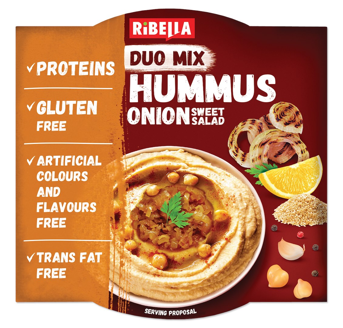 RIBELLA HUMMUS Z KARMELIZOWANĄ CEBULĄ 200g/12