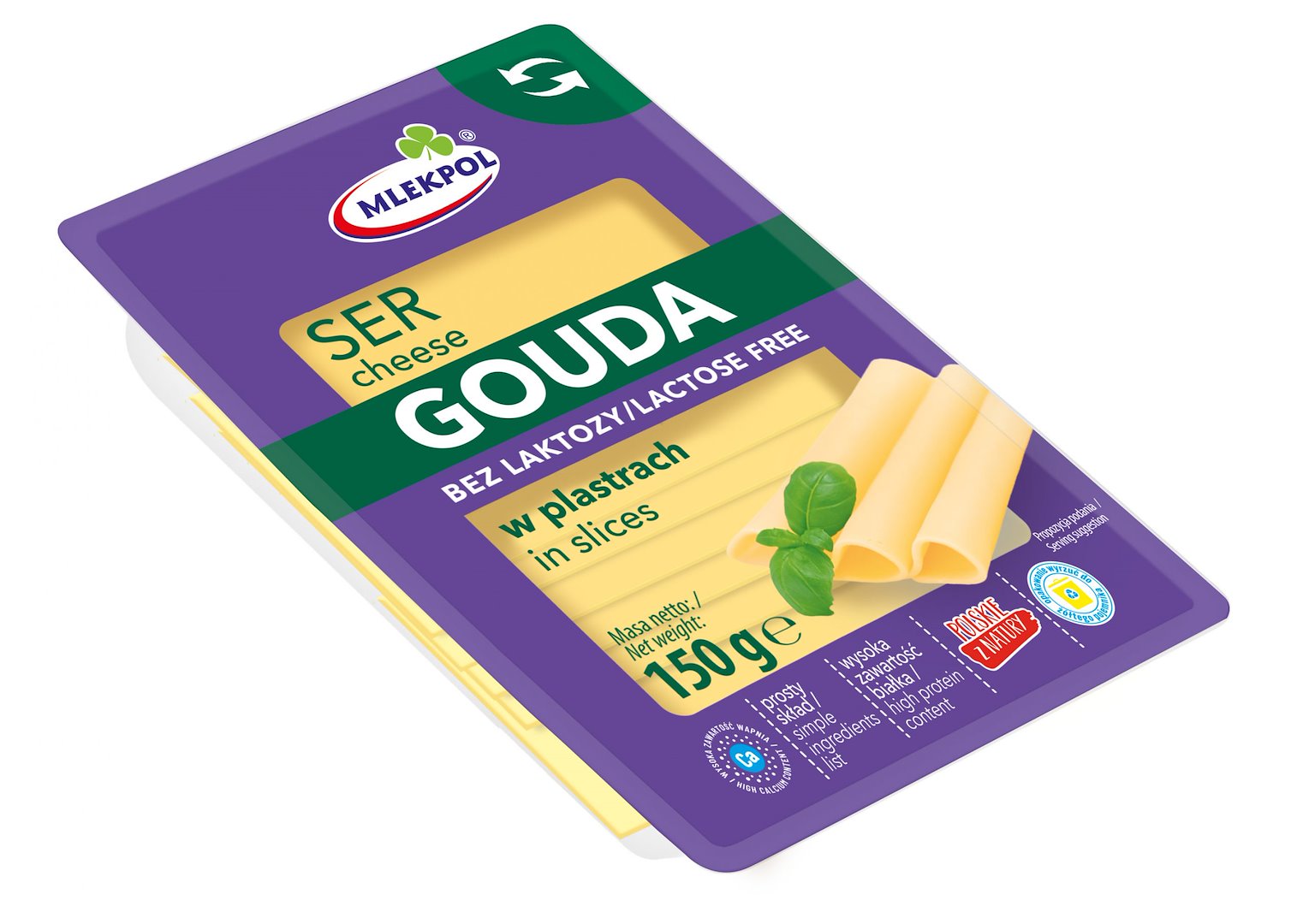 MLEKPOL SER PLASTRY 150g GOUDA BEZ LAKTOZY (12)