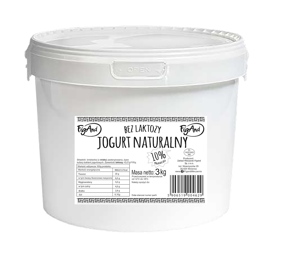 FIGAND JOGURT NATURA 10% BEZ LAKTOZ TYP GRECKI 3kg