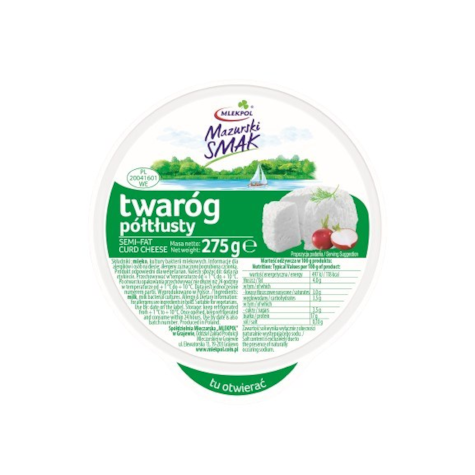 MAZURSKI SMAK TWARÓG PÓŁTŁUSTY 275g/8 krążek