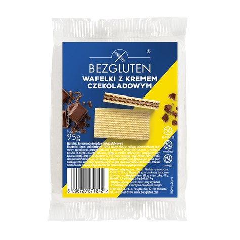 BEZGLUTEN WAFLE Z KREMEM CZEKOLADOWYM 95g/12