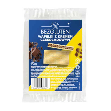 BEZGLUTEN WAFLE Z KREMEM CZEKOLADOWYM 95g/12