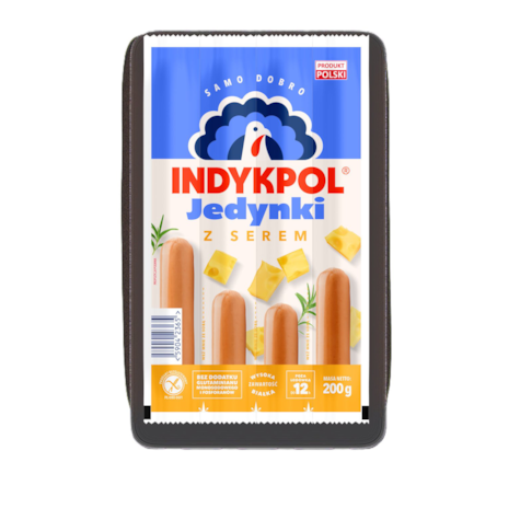 INDYKPOL PARÓWKI JEDYNKI Z SEREM 200g/11