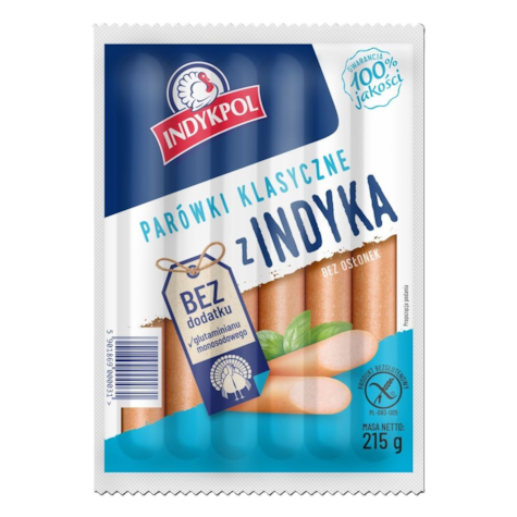 INDYKPOL PARÓWKI KLASYCZNE 215g/10