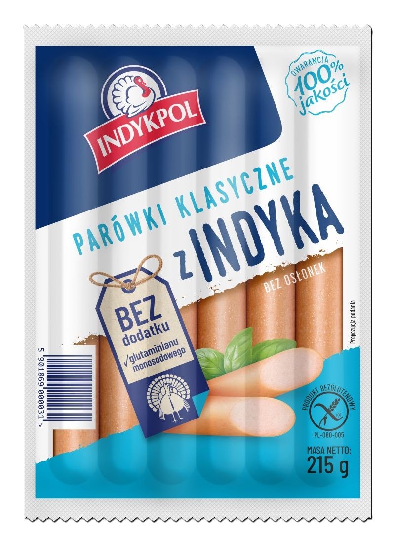 INDYKPOL PARÓWKI KLASYCZNE 215g/10